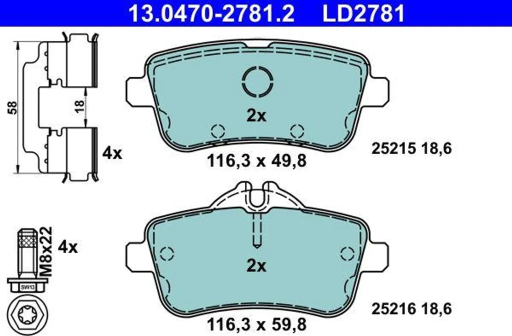 Plaquettes ATE 13.0470-2781.2 haute endurance pour Mercedes GLE 0064204020