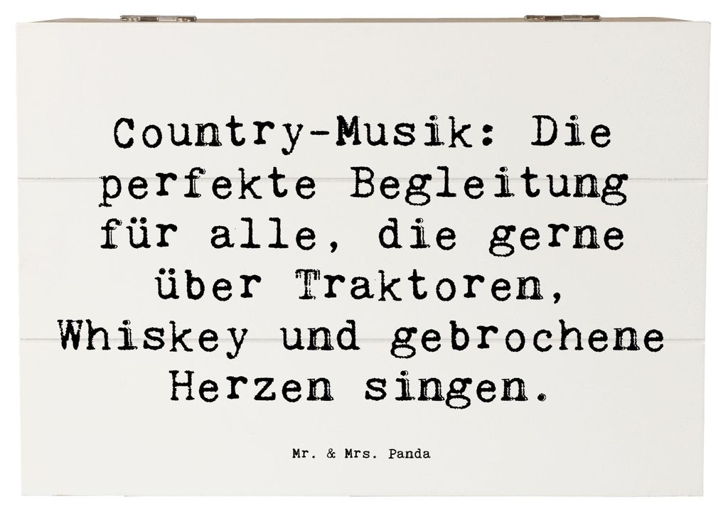 Mr. & Mrs. Panda Holzkiste Spruch Country-Musik Herzstück 22 x 15 cm - Weiß - Geschenk, fotobox, Geschenkbox, Gitarre, elektronische Musik, Cowbo...