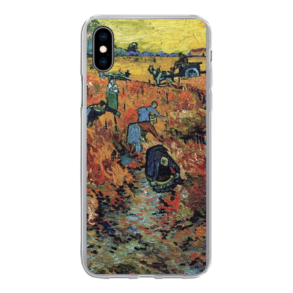 MuchoWow Handyhülle Schutzhülle Hülle für iPhone Xs Der rote Weinberg - Vincent van Gogh Silikon Softcase Handy Hülle - Handytasche