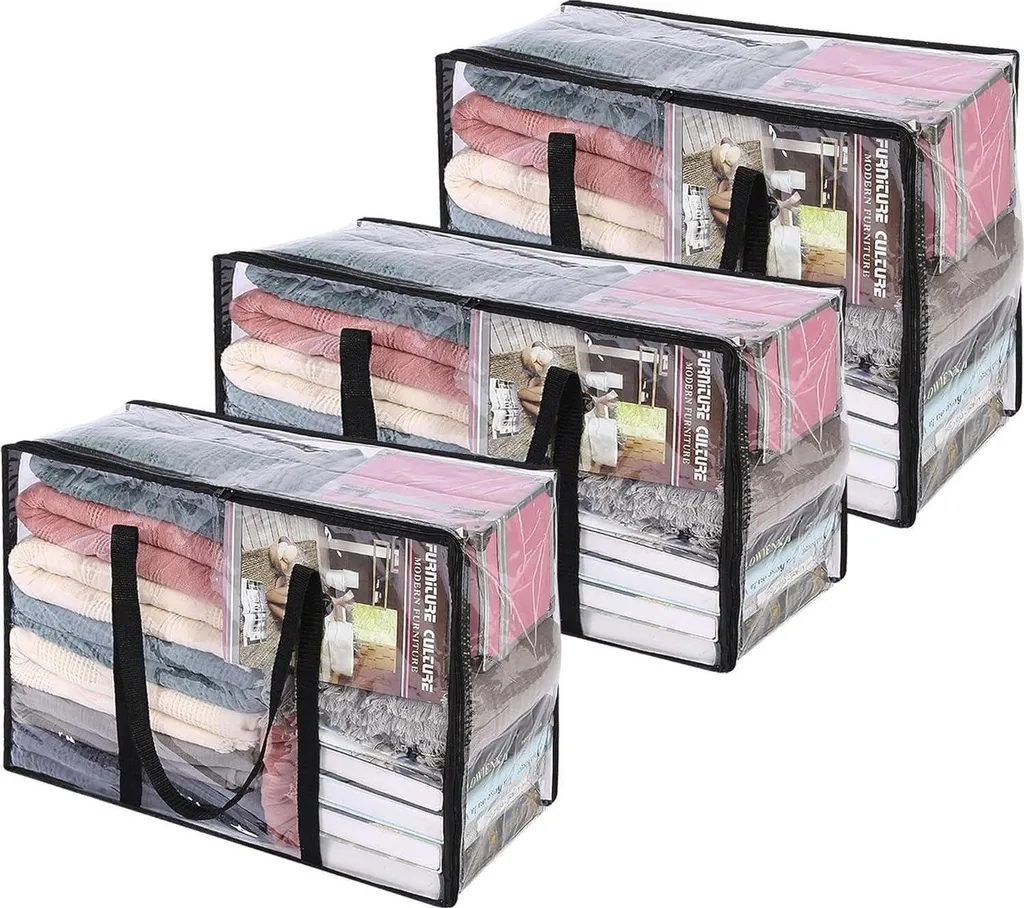 Housse de rangement anti-poussière pour couette - Sac transparent 3pcs