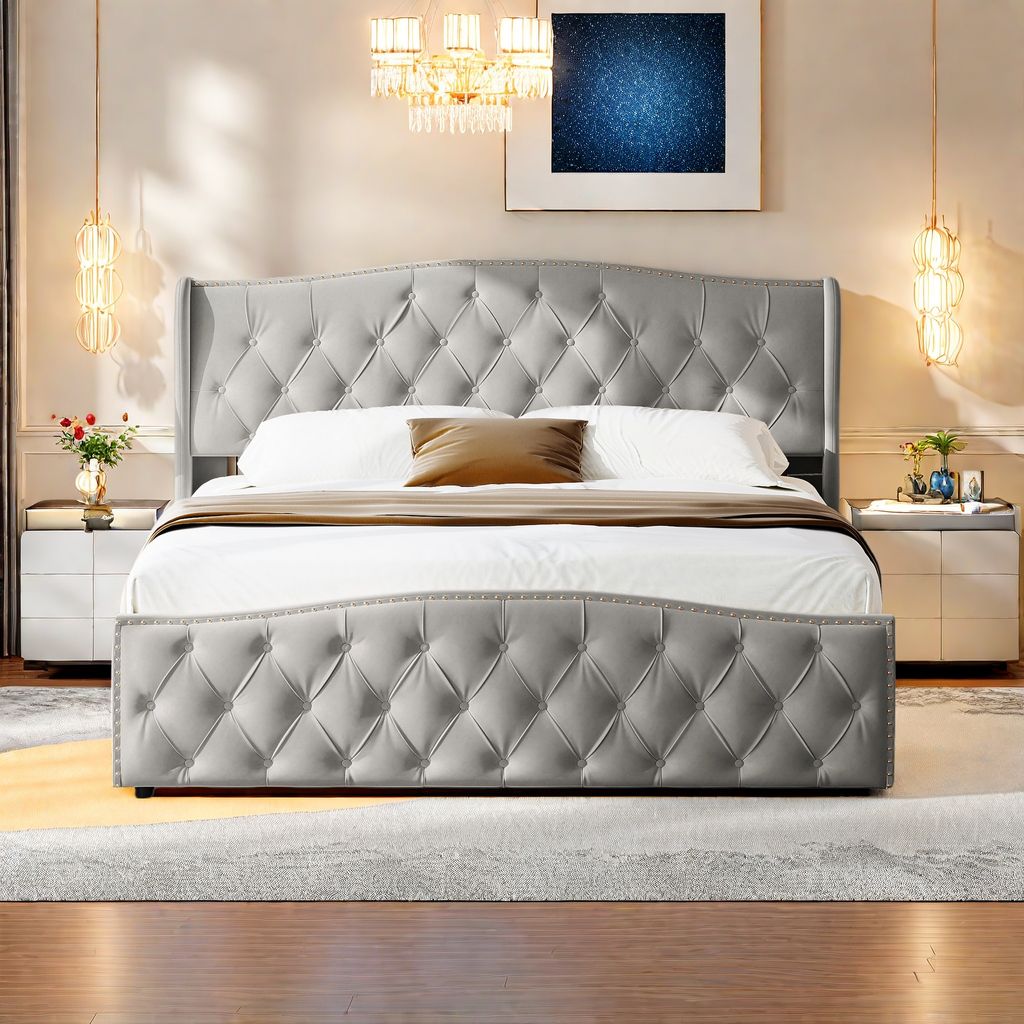 Manželská čalouněná postel 160x200cm postel s pružinovým Obrázek produktu 