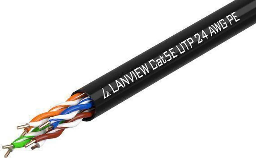 Bobine Câble Réseau 305m Cat5e U/UTP Noir Lanview LVN122149 Robuste