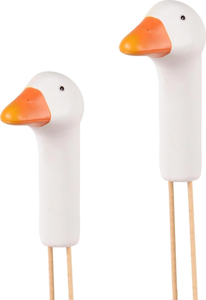 UNUS Gartendeko Gartenstecker aus Polyresin Gänsehals Produktbild 
