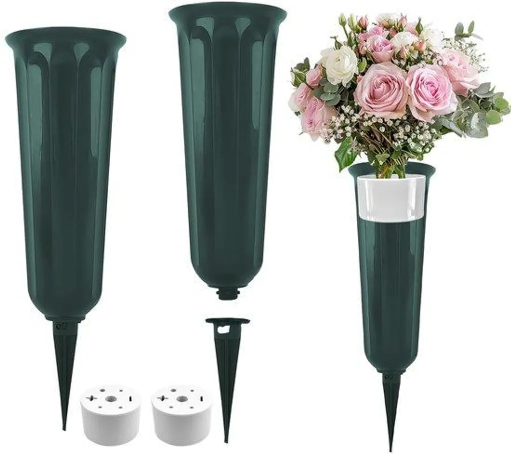 Bougeoir funéraire anti-vent lot de 2 supports bougie pour tombe verts