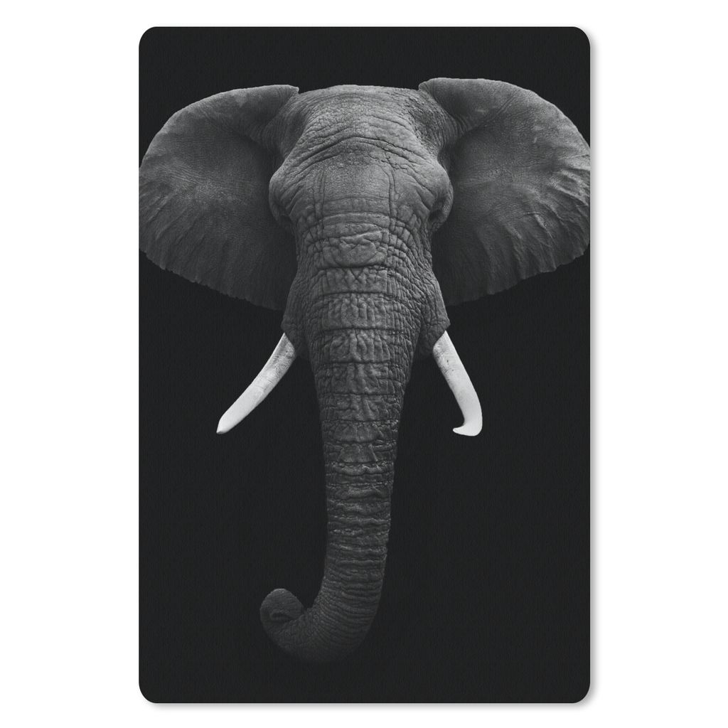 MuchoWow Mauspad Mousepad Elefant - Wildtiere - Schwarz - Weiß - Porträt 40x60 cm - Mousepads - Maus Mat - Pad - Mausunterlage - Schreibtisch A...