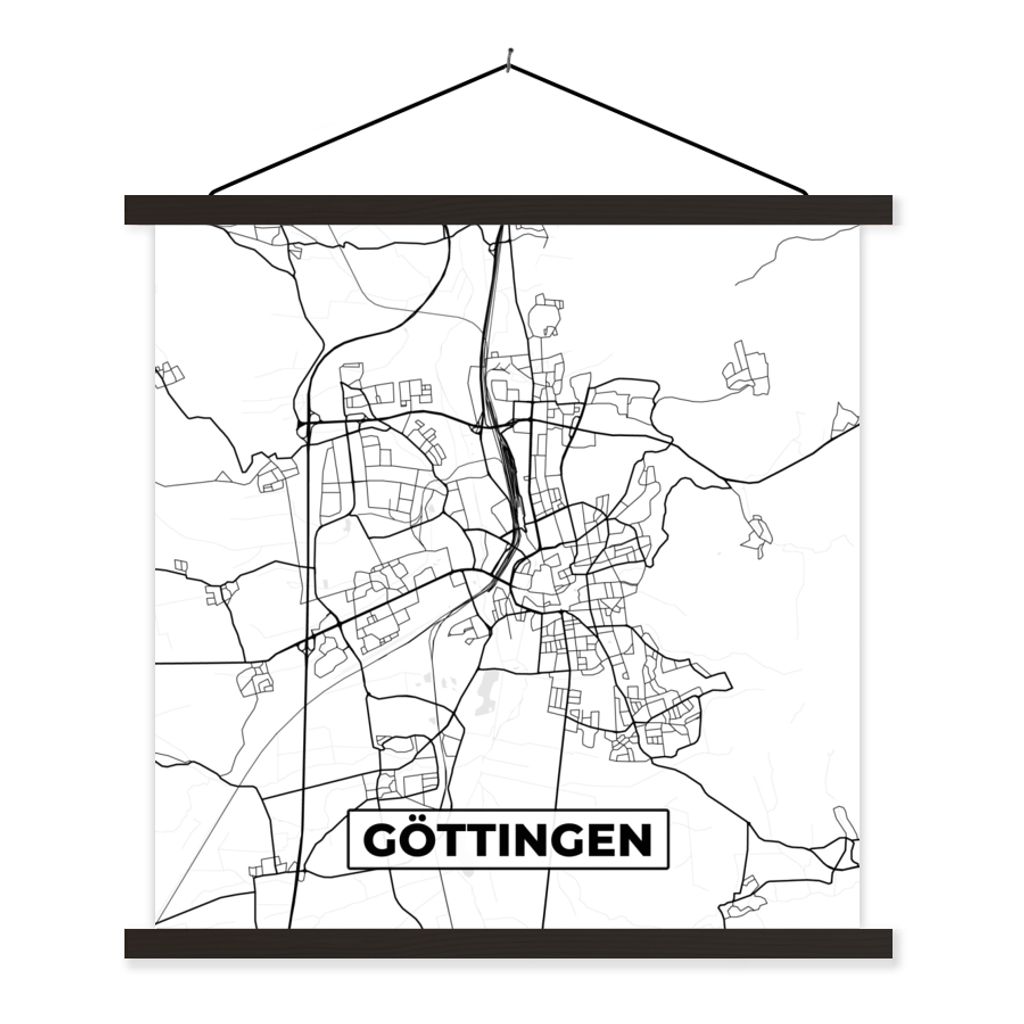 MuchoWow Textilposter Göttingen - Karte - Stadtplan - Wegbeschreibung 40x40 cm mit schwarzem Rahmen - Fotos