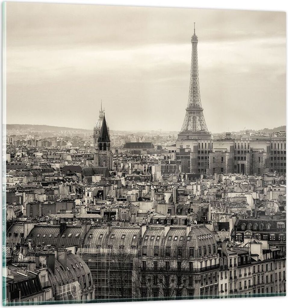 Bilder auf glas - Paris Stadt Zuhause - 40x40cm - Glasbilder - Wandbilder - Kunstdruck - zum Aufhängen bereit - Wanddekoration aus Glas - Glas Bil...