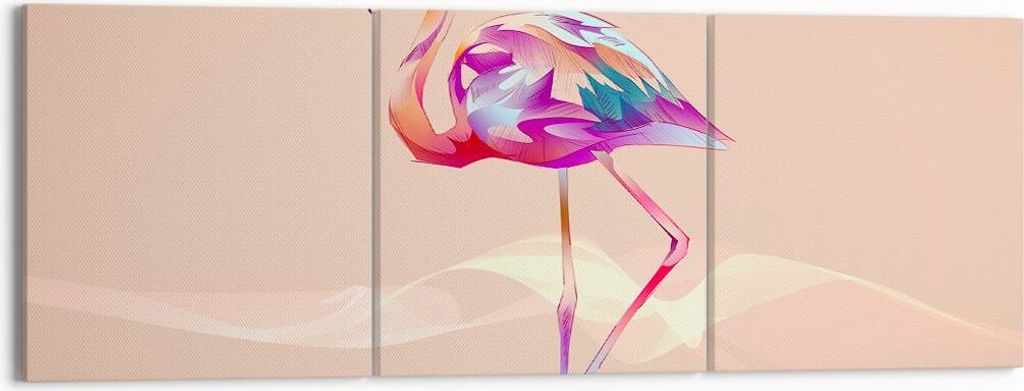 Bild auf Leinwand - Leinwandbild - Flamingo Vogel Wasser - 150x50cm - Wand Bild - Wanddeko - Leinwanddruck - Bilder - Kunstdruck - Wanddekoration -...