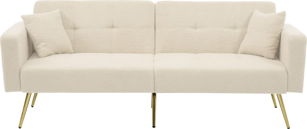 Schlafsofa 175x64cm Samt Beige mit Bettfunktion Tagesbett Produktbild