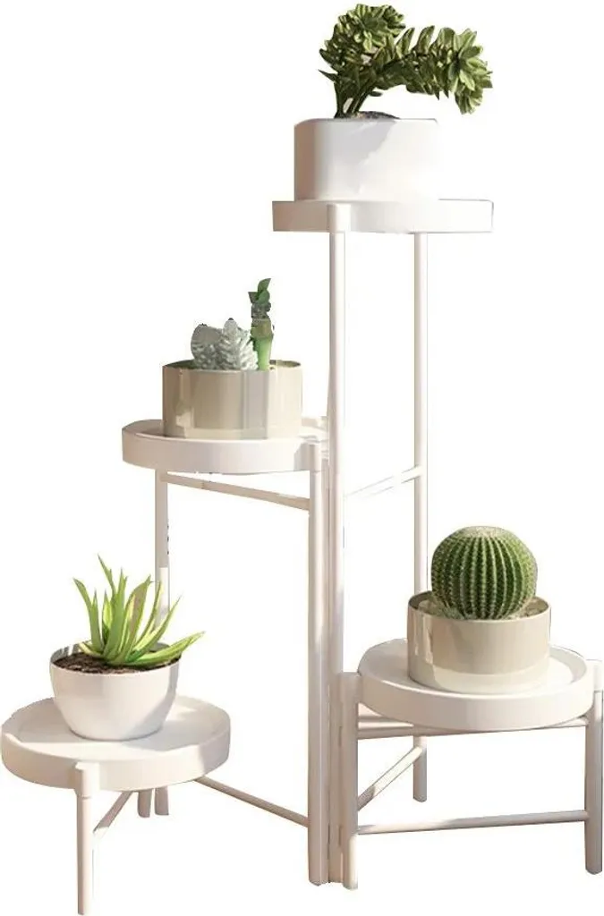 Support plante design blanc lot de 4 compact et robuste pour intérieur