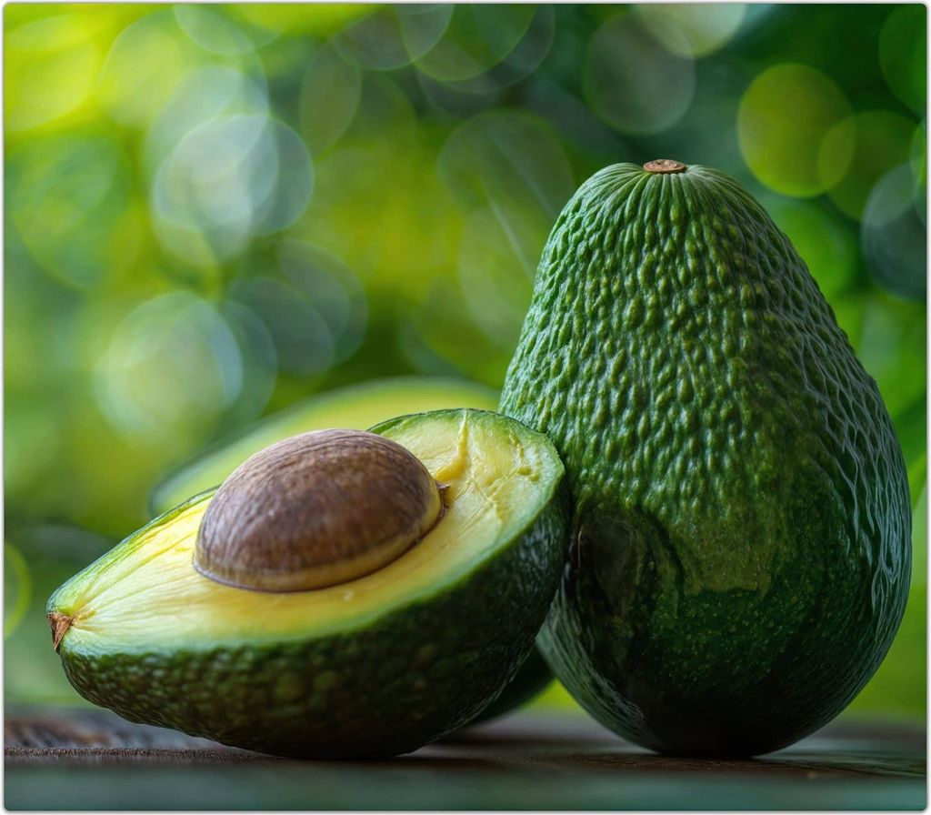 Spritzschutz Herdabdeckplatte Schneidebrett aus Glas Avocado Anschnitt 1-Teilig (60x52cm)