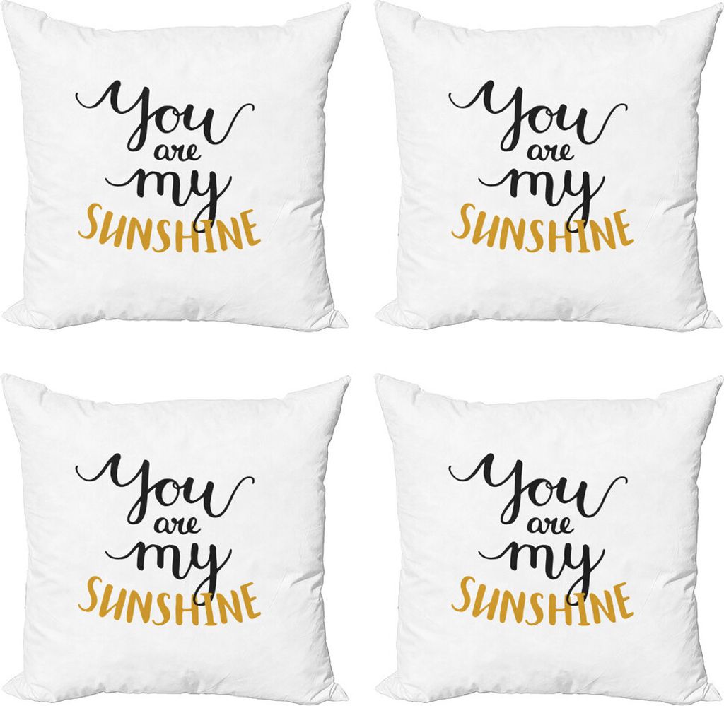 ABAKUHAUS Sprichwort Kissenbezug Set (4 Stück), Romantische Worte Liebe, Moderner Doppelseitiger Digitaldruck, 40 cm x 40 cm, Mustard Schwarz