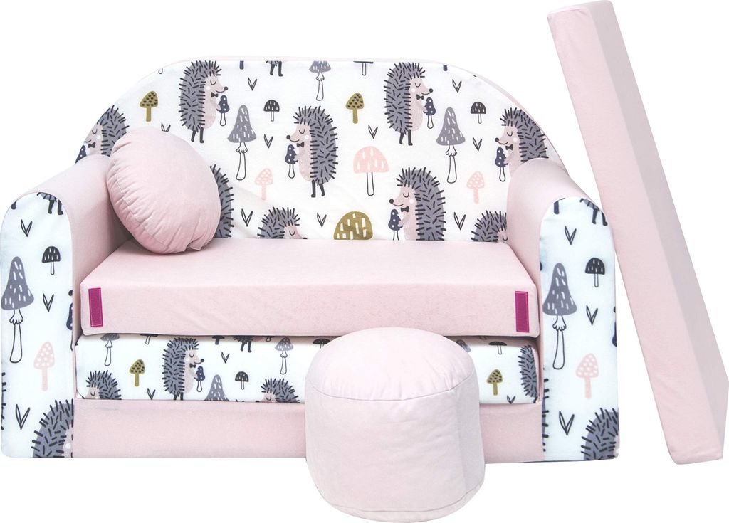 Kindersofa Schlafsofa 3in1 Velo Spielsofa für Kinder Sofa zum Aufklappen Funzy Kindercouch mit Schlaffunktion verschiedene Muster Grau Rosa Grün ...