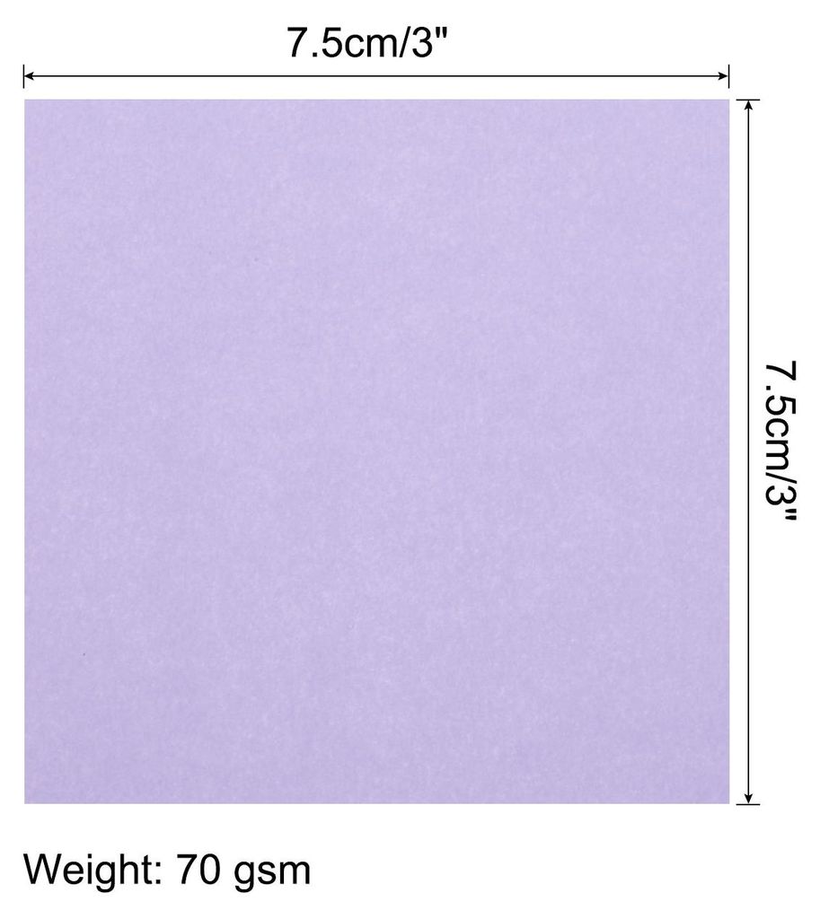 100 Blatt Origami-Papier beidseitig hellviolett 7,5 x 7,5 cm 70 g/m2 quadratische Faltbl?tter fš¹r Kunsthandwerk, Anf?nger, Geschenkdekoration
