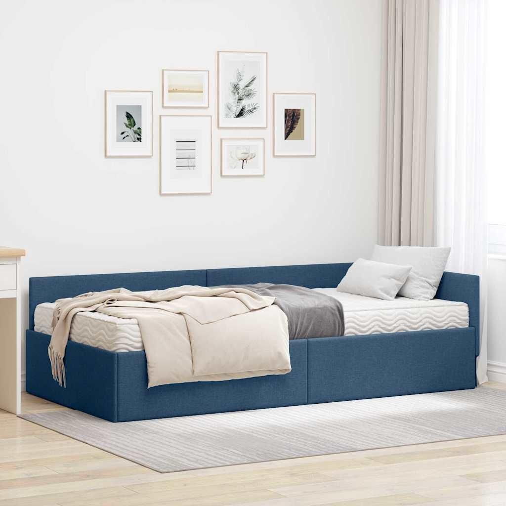 Maison Exclusive - Eckbettgestell mit Matratze Sonstiges 2 pcs Blau Stoff
