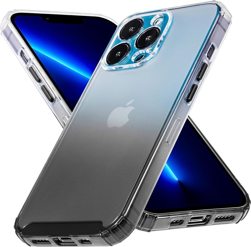 Conie Farbverlauf Schutzhülle für iPhone 13 Pro Max Silikon Case Kamera Schutz Cover Hülle in Schwarz matt