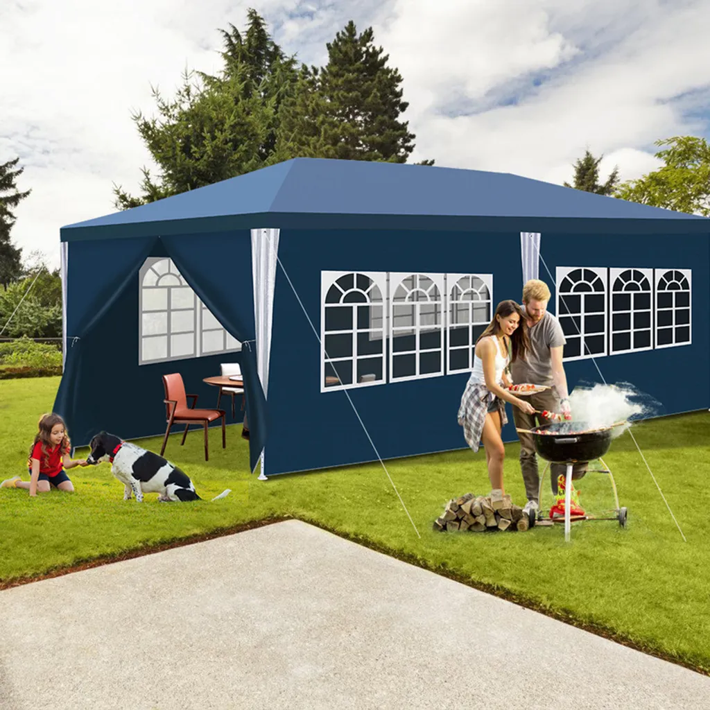 Tenda da Mercato 3x6m Yakimz: Gazebo Blu Rinforzato per Fiere e Birra