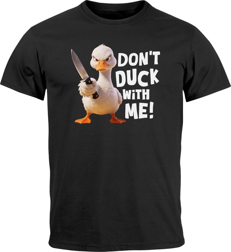 Herren T-Shirt Spruch Don't Duck with me - Gans Ente - Pintshirt Grafik Fun-Shirt lustig - Baumwolle -Rregular Fit Moonworks
