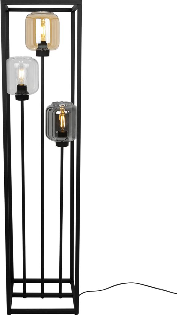 Schwarze Loft-Stehlampe Mit Glasschirmen
