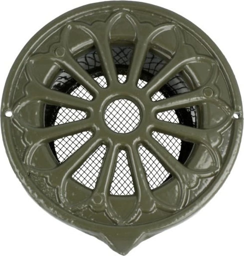 Elegantes rundes Alu-Belüftungsgitter antike Optik Nostalgiegitter Insektenschutzgitter Grün 100mm