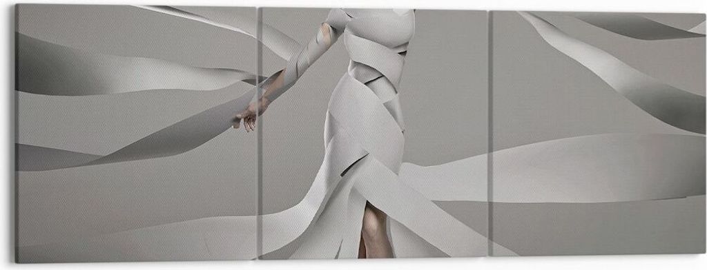 Bild auf Leinwand - Leinwandbild - Frau Modell Streifen Emotionen - 150x50cm - Wand Bild - Wanddeko - Leinwanddruck - Bilder - Kunstdruck - Wanddek...
