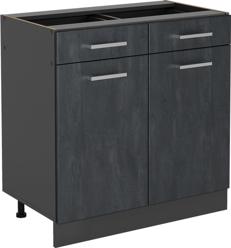 Küchenunterschrank Vicco R-Line Schwarz Beton 80 cm ohne Arbeitsplatte, Model 47482