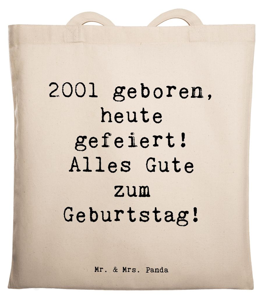 Mr. & Mrs. Panda Shopping Tasche Spruch 2001 Geburtstag - Transparent - Geschenk, Geschenkidee, Alles Gute zum, Geburtstagsgeschenk, Tote Bag, tote...