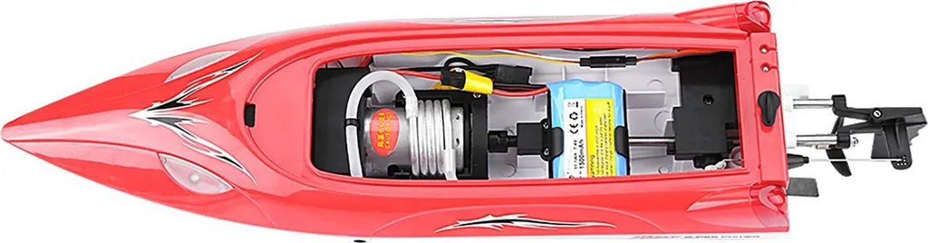 Bateau RC 2,4 GHz anti-interférence mini modèle rouge haute vitesse - 4