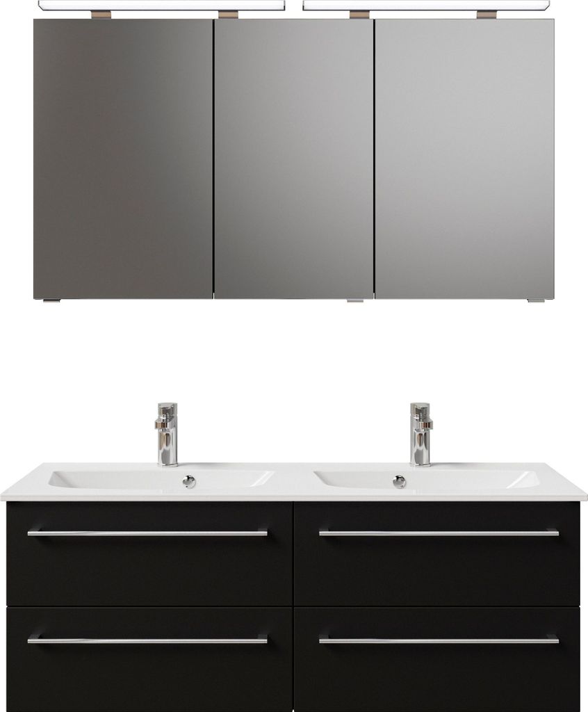 PELIPAL Serie 6025 SET-045-118 Block bestehend aus: Waschtisch, Waschtischunterschrank, Spiegelschrank / 132cm