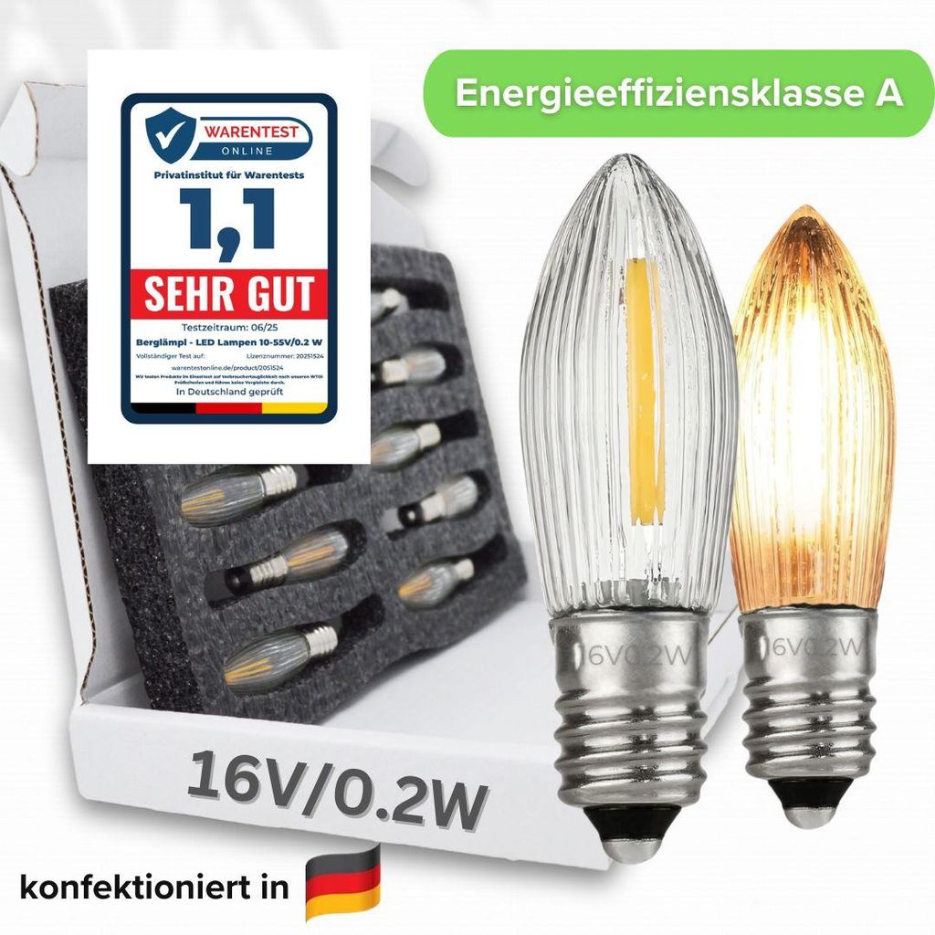 10x LED Filament 16V/0,2W E10 Ersatz-Lämpchen statt 3W für Produktbild 