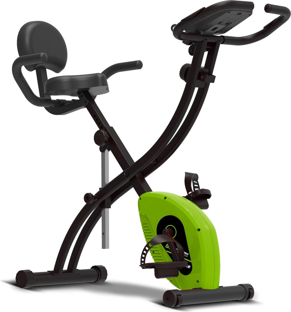 SportTronic Heimtrainer Fahrrad - ST-X6 - klappbares Fitnessbike mit Rückenlehne, 8 Widerstandsstufen, LCD, Puls, Widerstandsbänder, Ergometer f...