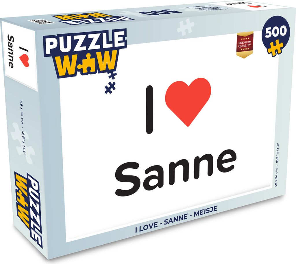 MuchoWow Puzzle 500 Teile Ich liebe - Sanne - Mädchen - 500 Teile - Kinder - Selberbauen - Puzzlespiele