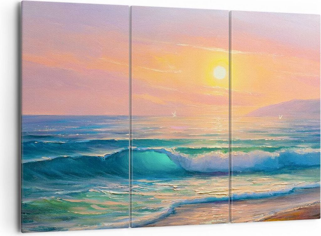 Bild auf Leinwand - Leinwandbild - Meer Welle Ufer - 165x110cm - Wand Bild - Wanddeko - Wandbilder - Leinwanddruck - Bilder - Kunstdruck - Wanddeko...