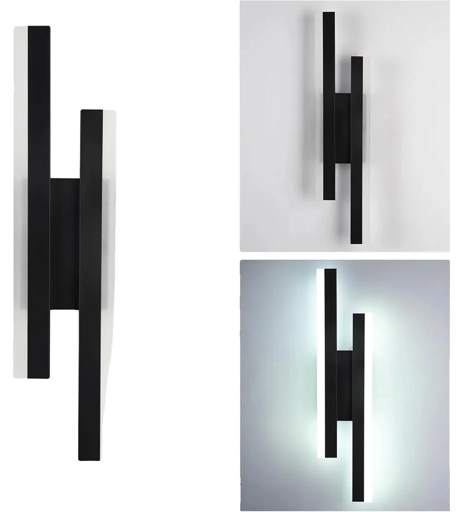Applique murale design moderne LED noire IP44 basse consommation - Modèle LUNA