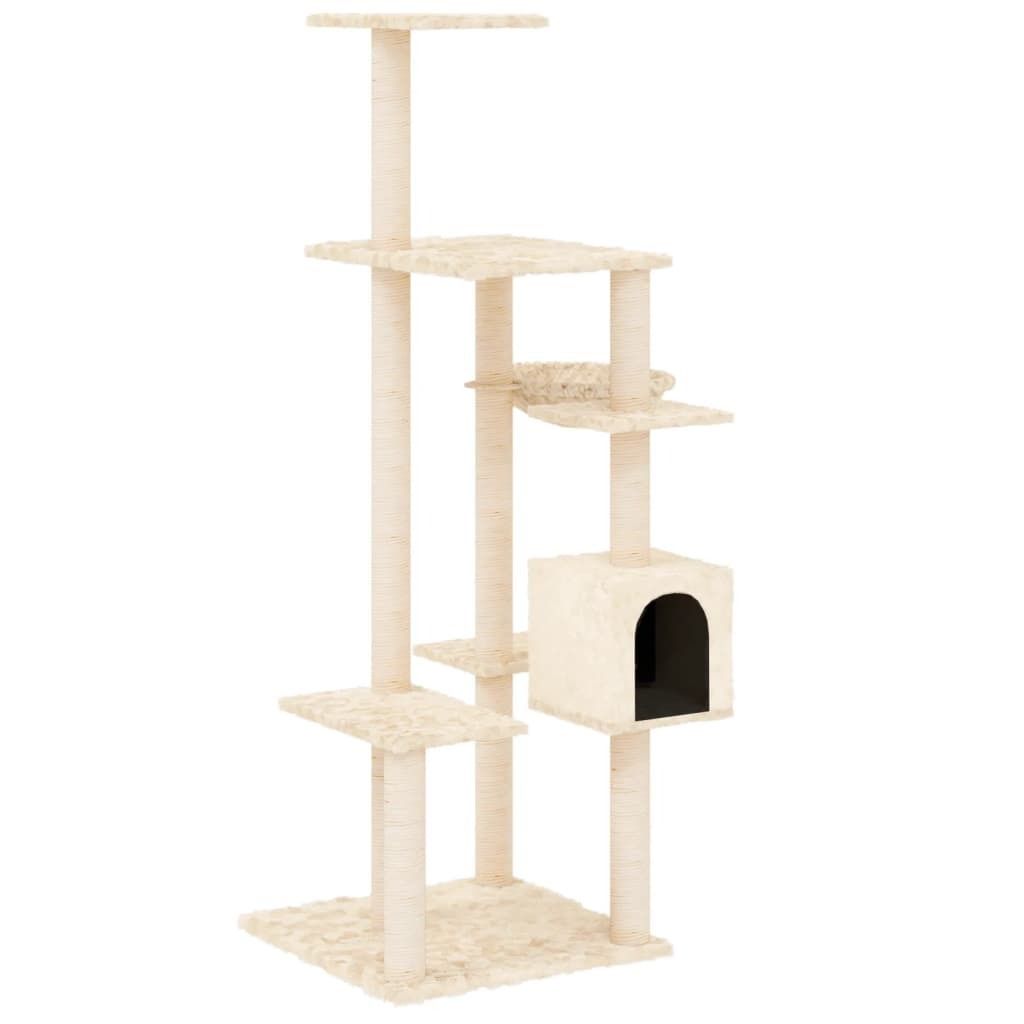 vidaXL Arbre à chat avec colonnes à griffer en sisal Crème Image du produit 