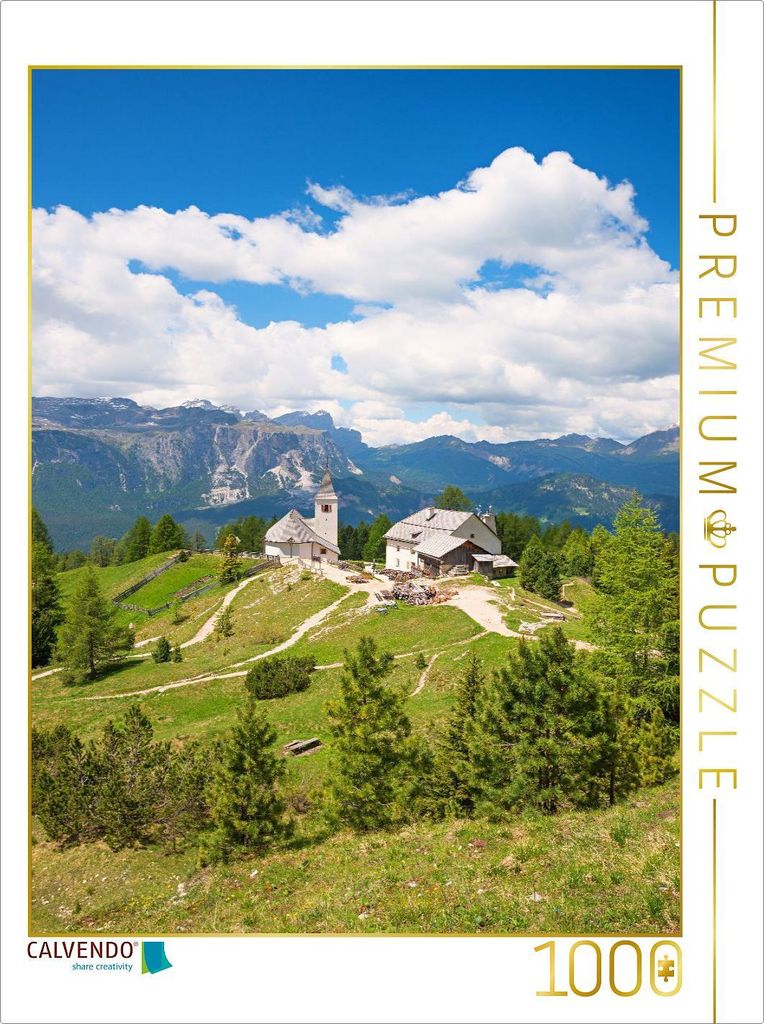 CALVENDO Puzzle Chiesa Santa Croce am Heiligkreuzkofel | 1000 Teile Lege-Größe 64x48cm Foto-Puzzle für glückliche Stunden