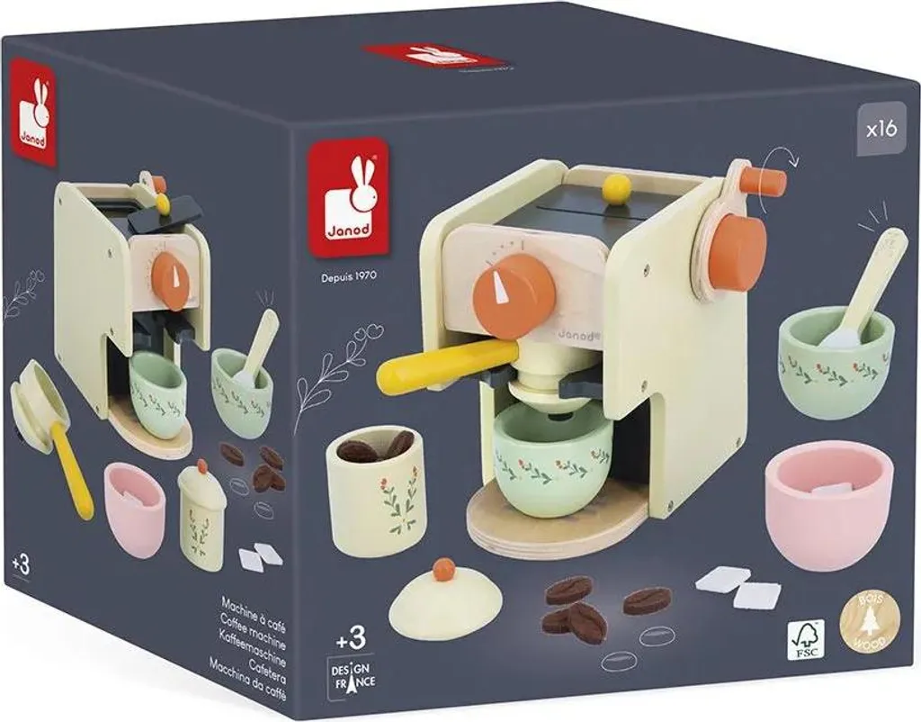 Machine à Café pour Enfant en Bois - Cuisine Jouet Barista Complet
