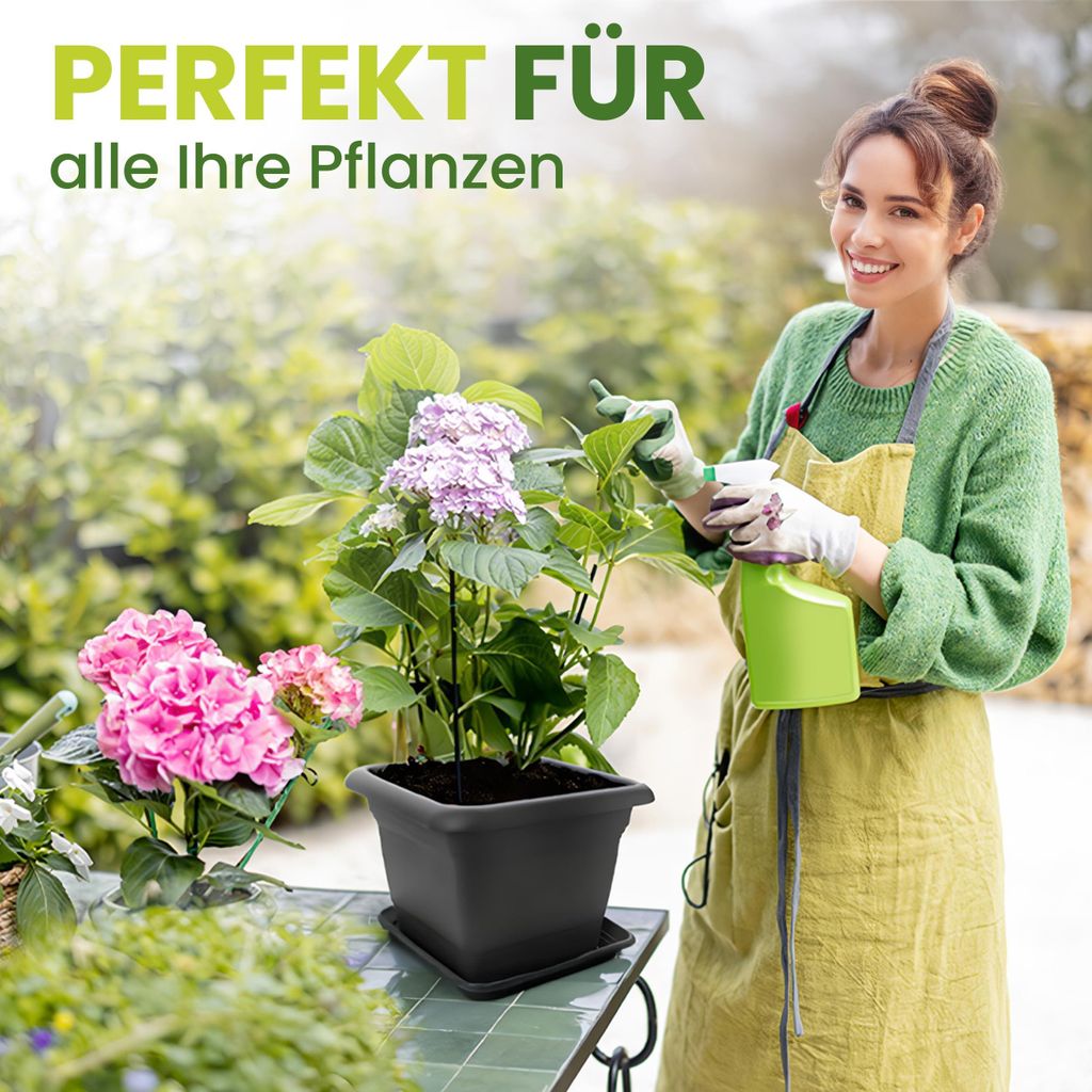 Groes Blumentopf-Set mit Untersetzer, wetterfest,