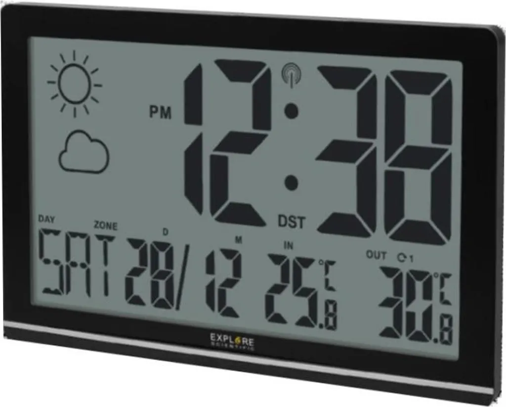 Explore Scientific RDC-8001 Station météo numérique noire LCD rechargeable