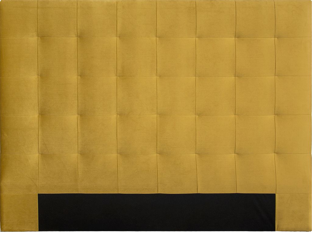 Miliboo - Bettkopfteil, gepolstert, aus senfglebernem Stoff, 160 cm HALCIONA