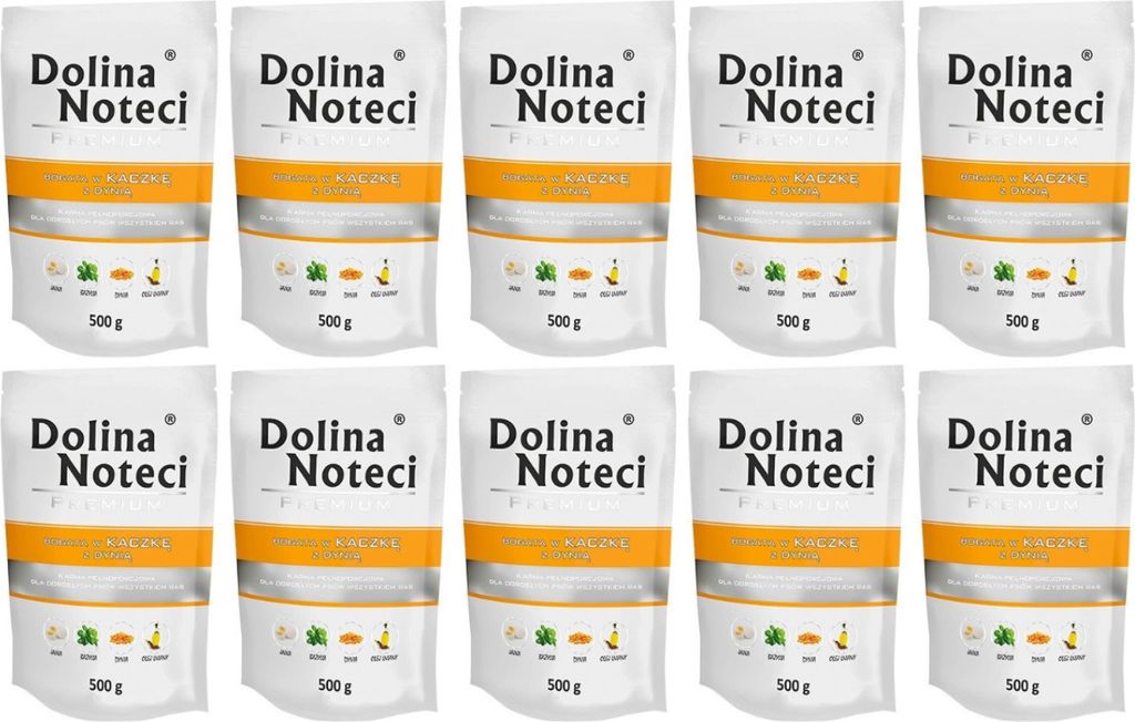Dolina Noteci Premium Nassfutter für Hunde Ente mit Kürbis Glutenfrei 10 x 500g