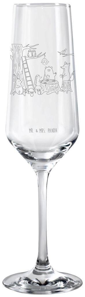 Mr. & Mrs. Panda Glas Waldtiere Picknick - Transparent - Geschenk, Igel, Wald, Champagnerglas, Eichhörnchen, dekorglas, Hase, Tiermotive, Sektflö...