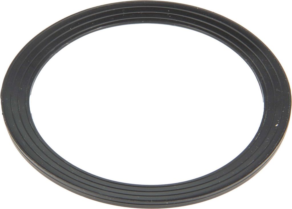 A black rubber gasket with ribbed texture is shown against a white background.