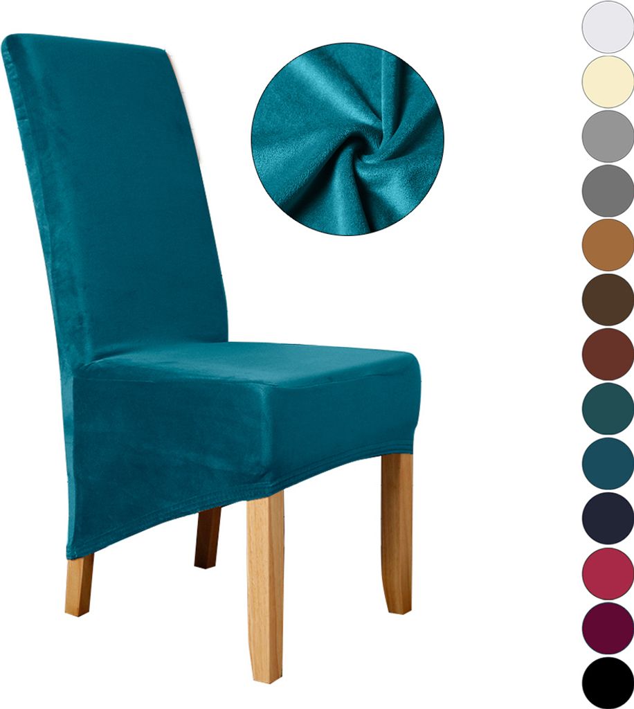 Stuhlhussen 1er pack, Samt Universal Stretch Stuhlbezug Maschinenwaschbar Esszimmer Hussen Stuhl, Blau