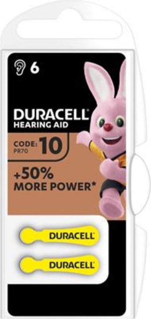 Duracell Batterie DA10 6er-Blister / Ultra+ Hörgeräte-Knopfzellen