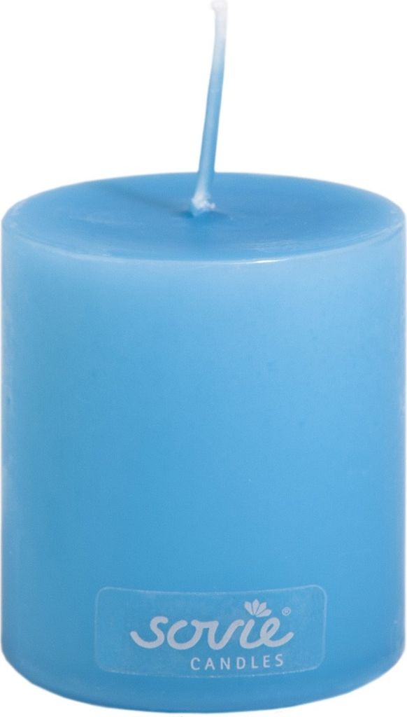 Sovie CANDLES Stumpenkerze in Aquablau Ø 50 mm x H 60 mm, Brenndauer ca. 16 Std., 1 Stück