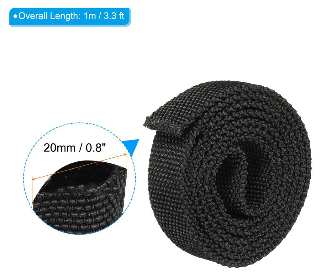 0.8" ID 3.3FT Nylon Schutzschlauch, Kabelabdeckung Schutzhš¹lle fš¹r Schwei?-Tig-Schlauch Hydraulikschlauch, Schwarz
