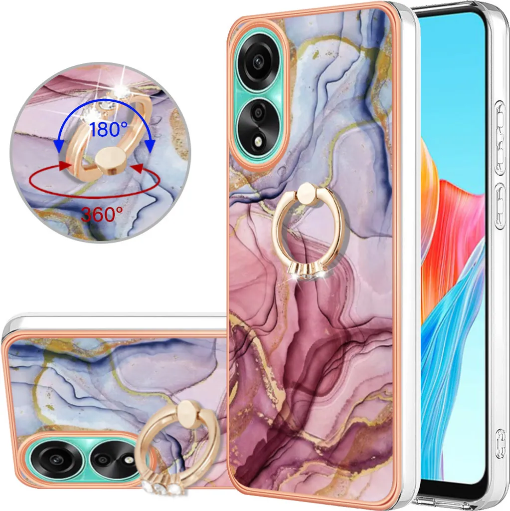 SEAHAI Cover per Oppo A78 4G, Custodia Protettiva Ultra Sottile ed Elegante in Silicone TPU Flessibile, Glitter Modelli Colorful Cover Antiurto Case - Oro Rosa