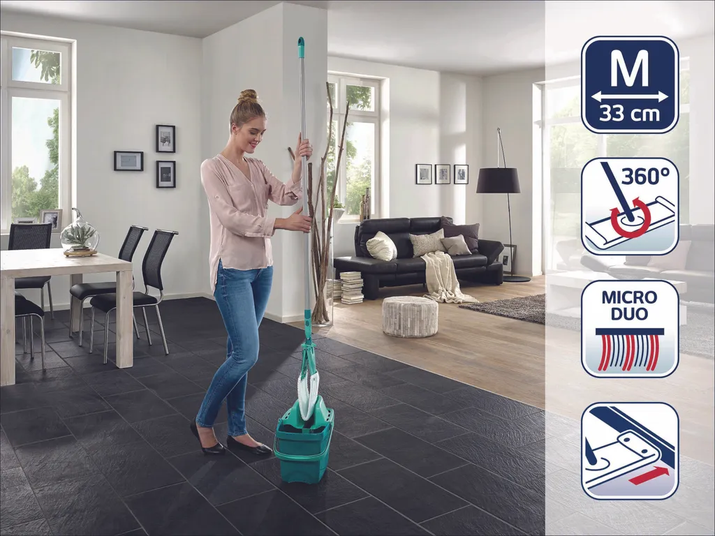 Leifheit 55356 Combi Clean-Set Kit Lave-Sol avec Seau Essoreur Turquoise
