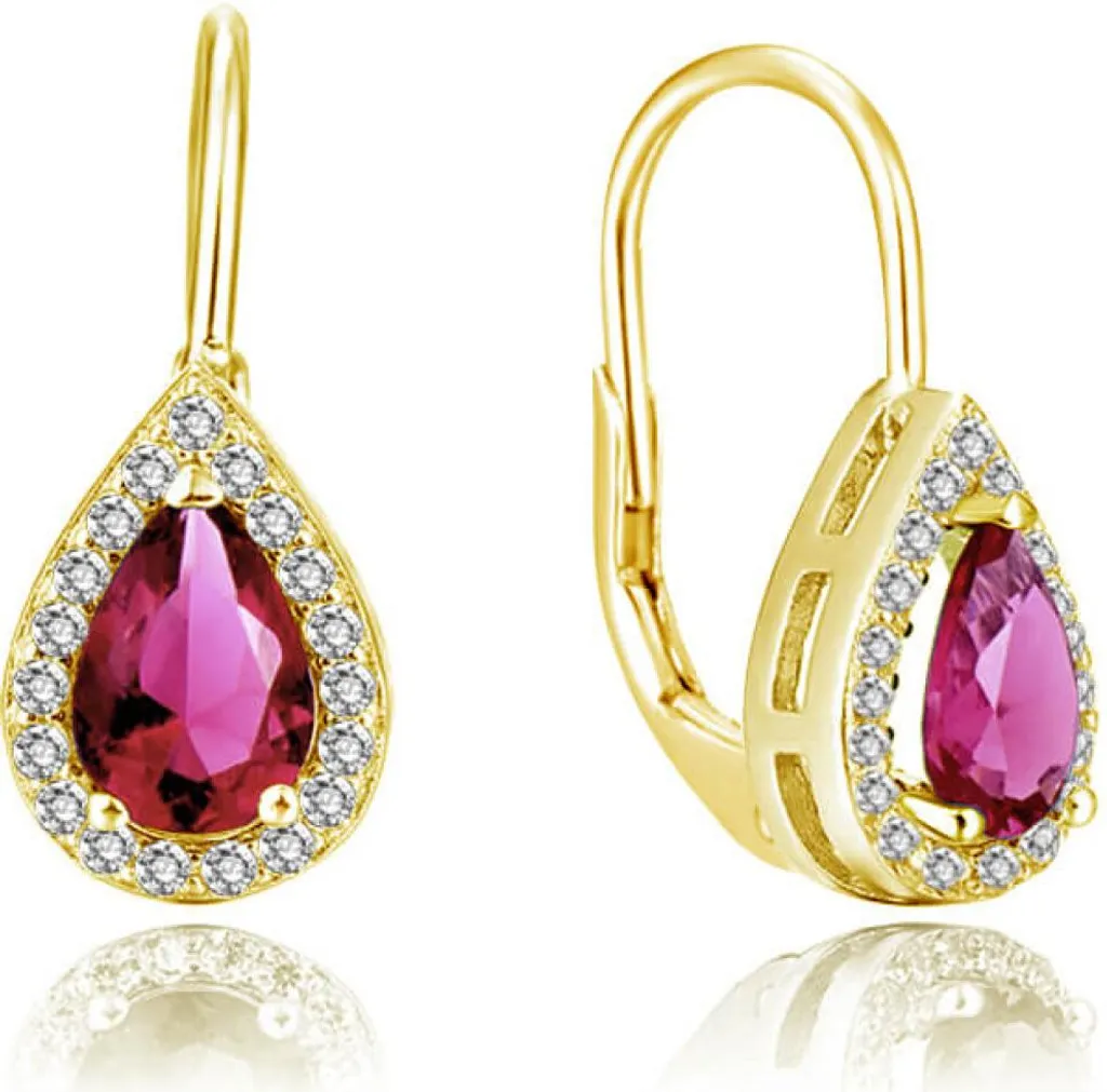Boucles d'oreilles plaquées or et zircons roses AGUC2230-GOLD